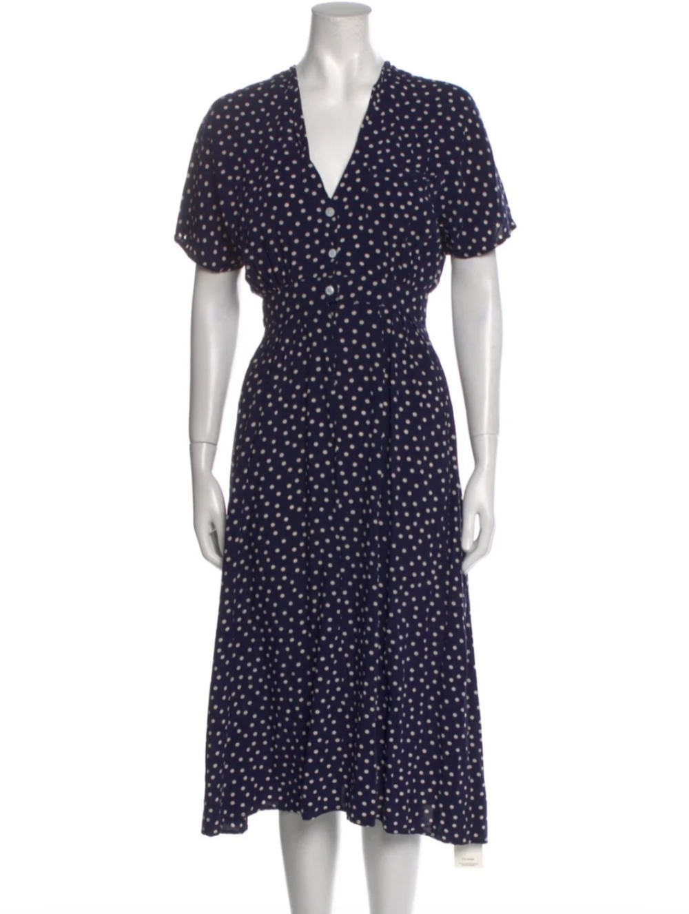 Christy Dawn Navy Polka Dot Midi Dress